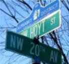 A street sign in the Northwest District/Nob Hill neighborhood. The 'blue top' is entitled
